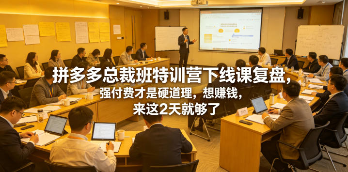 拼多多总裁班特训营下线课复盘，强付费才是硬道理，想賺钱，来这2天就够了-第一资源库