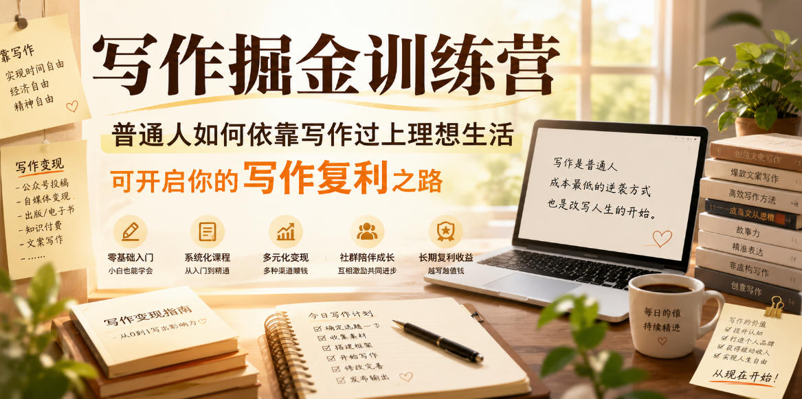 写作掘金训练营，普通人如何依靠写作过上理想生活，可开启你的写作复利之路（更新6月）-第一资源库