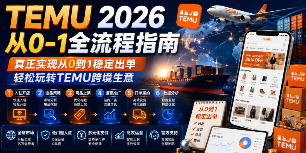 TEMU 2026从0-1全流程指南，真正实现从0到1稳定出单，轻松玩转TEMU跨境生意-第一资源库