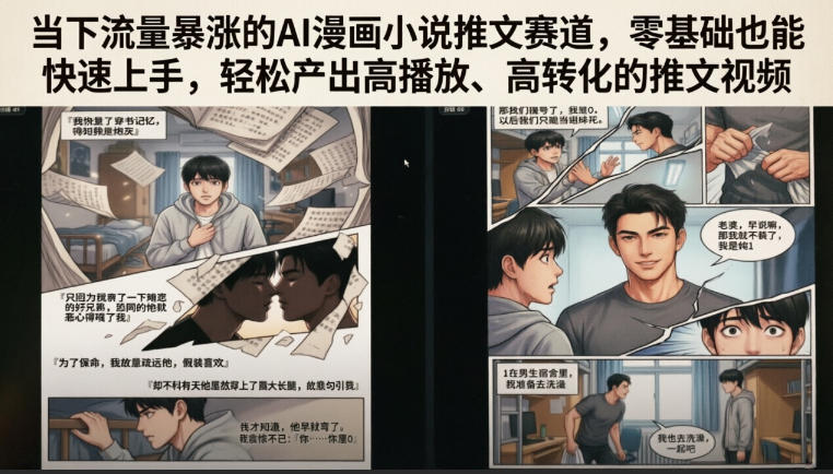 当下流量暴涨的AI漫画小说推文赛道，零基础也能快速上手，轻松产出高播放、高转化的推文视频-第一资源库
