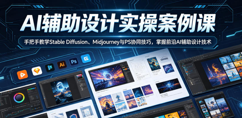 AI辅助设计实操案例课，手把手教学Stable Diffusion、Midjourney与PS协同技巧，掌握前沿AI辅助设计技术-第一资源库