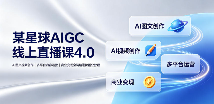 某星球AIGC线上直播课4.0｜AI图文视频创作、多平台内容运营、商业变现全链路进阶副业教程-第一资源库