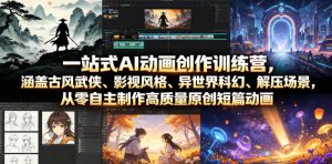 一站式AI动画创作训练营，涵盖古风武侠、影视风格、异世界科幻、解压场景，从零自主制作高质量原创短篇动画-第一资源库