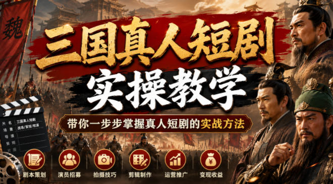 三国真人短剧实操教学，带你一步步掌握真人短剧的实战方法-第一资源库