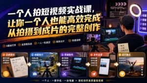 一个人拍短视频实战课，让你一个人也能高效完成从拍摄到成片的完整创作-第一资源库