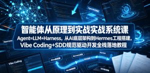 智能体从原理到实战系统课Agent=LLM+Harness，从AI底层架构到Hermes工程搭建，Vibe Coding+SDD规范驱动开发全栈落地教程-第一资源库