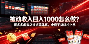 被动收入日入1000怎么做？拼多多虚拟店铺矩阵体系，全套干货轻松上手【揭秘】-第一资源库