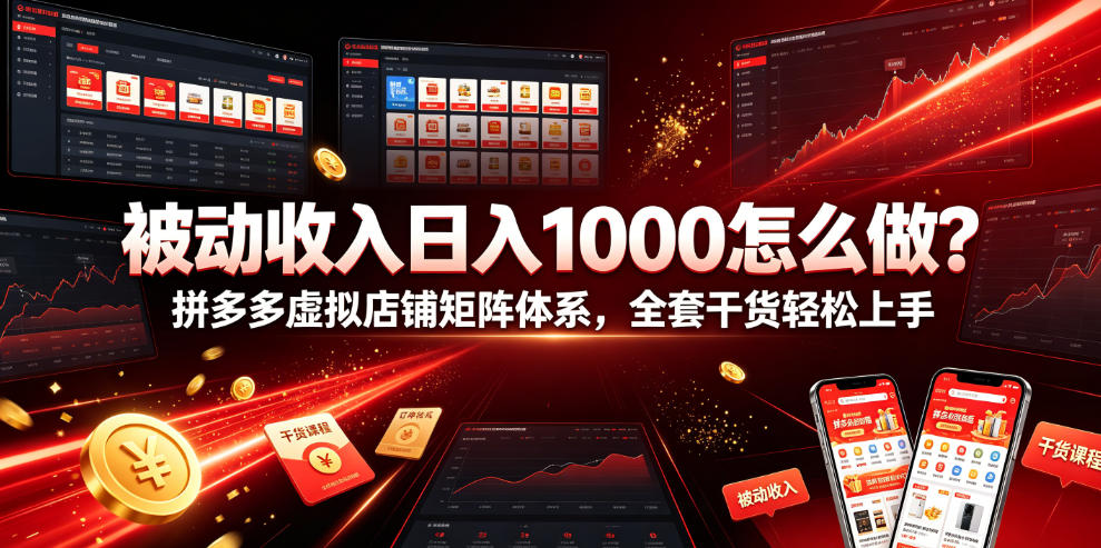 被动收入日入1000怎么做？拼多多虚拟店铺矩阵体系，全套干货轻松上手【揭秘】-第一资源库