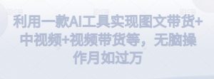 利用一款AI工具实现图文带货+中视频+视频带货等，无脑操作月如过万【揭秘】-第一资源库