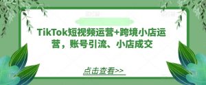 TikTok短视频运营+跨境小店运营，账号引流、小店成交-第一资源库