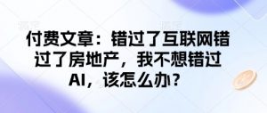 付费文章：错过了互联网错过了房地产，我不想错过AI，该怎么办？-第一资源库