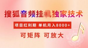 首发搜狐音频挂JI，项目红利期，可矩阵可放大，稳定月入5k【揭秘】-第一资源库