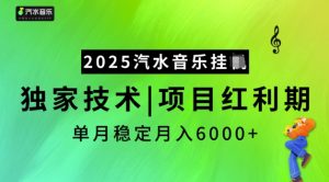 2025汽水音乐挂JI,独家技术,项目红利期,稳定月入5k【揭秘】-第一资源库