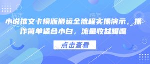 小说推文卡模版搬运全流程实操演示，操作简单适合小白，流量收益嘎嘎-第一资源库