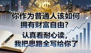付费文章：你作为普通人该如何拥有财富自由？认真看耐心读，我把思路全写给你了-第一资源库