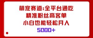 萌宠赛道，全平台通吃，精准粉丝高客单，小白也能轻松月入5k-第一资源库