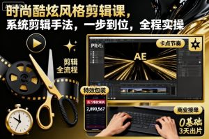 时尚酷炫风格剪辑课,系统剪辑手法,一步到位,全程实操-第一资源库