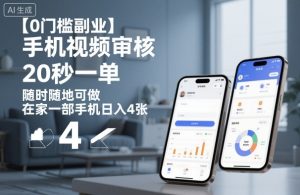 【0门槛副业】手机视频审核，20秒一单，随时随地可做，在家一部手机日入4张【揭秘】-第一资源库