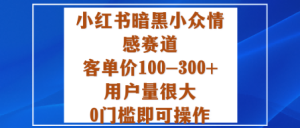 小红书暗黑小众情感赛道，客单价100-300+用户量很大，0门槛即可操作-第一资源库
