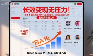 长效变现无压力！拼多多虚拟类目矩阵化实操技巧，轻松实现日入1k【揭秘】-第一资源库