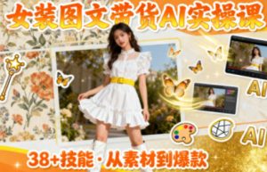女装图文带货的AI实操课，覆盖38个实用技能，快速提升素材制作效率-第一资源库