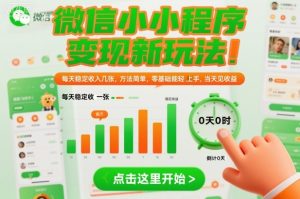 微信小程序变现新玩法,每天稳定收入几张,方法简单,零基础也能轻松上手,当天见收益【揭秘】-第一资源库