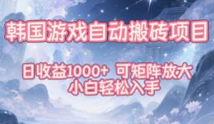 韩国游戏自动搬砖项目，日收益1k+，可矩阵放大，小白轻松入手【揭秘】-第一资源库