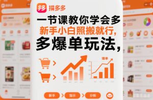 一节课教你学会拼多多爆单玩法,新手小白照搬就行-第一资源库