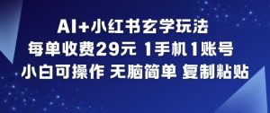 AI+小红书玄学玩法,每单收费29米,1手机1账号,小白可操作,无脑简单复制粘贴-第一资源库