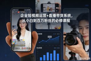 企业短视频运营+直播带货系统，从小白到百万粉丝的必修课程-第一资源库