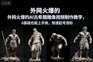 外网火爆的AI古希腊雕像视频制作教学，0基础也能上手做，快速起号涨粉-第一资源库