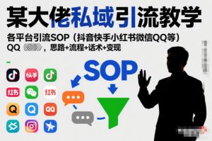 某大佬私域引流教学,各平台引流SOP(抖音快手小红书微信QQ等),思路+流程+话术+变现-第一资源库