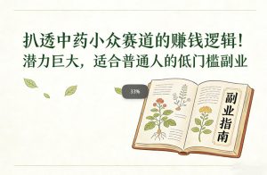 扒透中药小众赛道的賺米逻辑，潜力巨大，适合普通人的低门槛副业-第一资源库