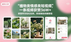 植物类情感类短视频，一条视频获赞36W+，橱窗带货轻松玩转，附保姆级拆解教程-第一资源库