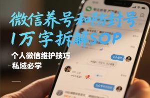 微信养号和防封号1万字拆解SOP，个人微信维护技巧，私域必学【文档】-第一资源库