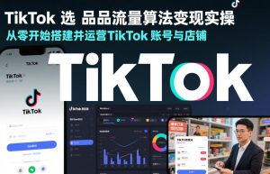 TikTok选品流量算法变现实操,从零开始搭建并运营TikTok账号与店铺-第一资源库