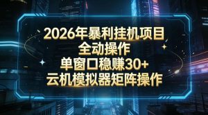 2026开年暴力挂G项目全自动操作单窗口稳賺30＋云机-模拟器挂G掘金可批量矩阵操作【揭秘】-第一资源库
