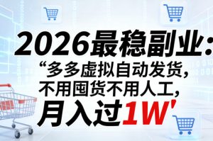 2026最稳副业:多多虚拟自动发货,不用囤货不用人工,月入过1W【揭秘】-第一资源库