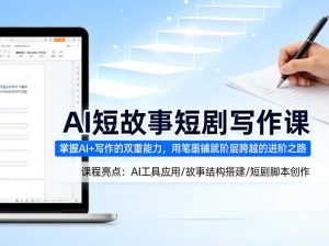 AI短故事短剧写作课,掌握AI+写作的双重能力,用笔墨铺就阶层跨越的进阶之路-第一资源库