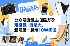 公众号流量主之拍照技巧赛道，难度低+流量大，起号第一篇就爆了10w阅读-第一资源库