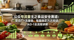 公众号流量主之食品安全赛道，受众广+流量稳，每篇作品稳定万次阅读，从0-1全流程讲解-第一资源库