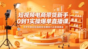 短视频电商带货新手0到1实操爆单直播课，手把手教你短视频带货爆技巧出单搞佣金-第一资源库