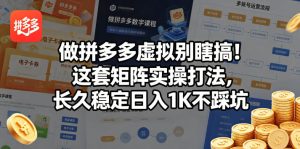 做拼多多虚拟别瞎搞!这套矩阵实操打法,长久稳定日入1K不踩坑【揭秘】-第一资源库