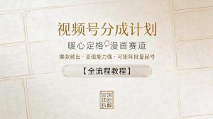 视频号分成计划,暖心定格漫画赛道,爆款频出,变现能力强,可矩阵批量起号【全流程教程】-第一资源库
