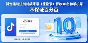 抖音强制注销F禁账号(能登录)释放10名和手机号,不保证百分百-第一资源库