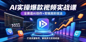 AI实操爆款视频实战课,全赛道AI创作+剪辑高阶技法,打造流量账号,解锁多元变现收益-第一资源库