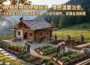 视频号田园视频玩法,情感温馨治愈,4天收益3294,变现能力强,小白可操作,实操全流程拆解-第一资源库