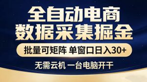 全自动电商数据采集掘金,批量可矩阵单窗口日入30+,无需云机一台电脑开干【揭秘】-第一资源库