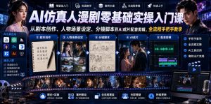AI仿真人漫剧零基础实操入门课,从剧本创作、人物场景设定、分镜脚本到AI成片配音剪辑,全流程手把手教学-第一资源库