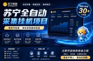 苏宁全自动采集挂G项目,稳定可批量,单窗口收益30+,可矩阵放大收益【揭秘】-第一资源库